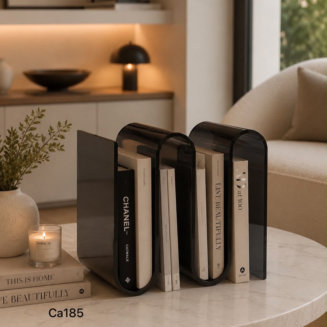 Mesa auxiliar biblioteca negra en ondas acrilico 43cm* 29.5cm* 34cm